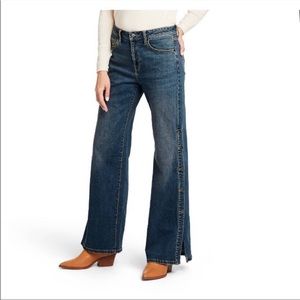 Nili Lotan wide legged jeans with button detail size 14